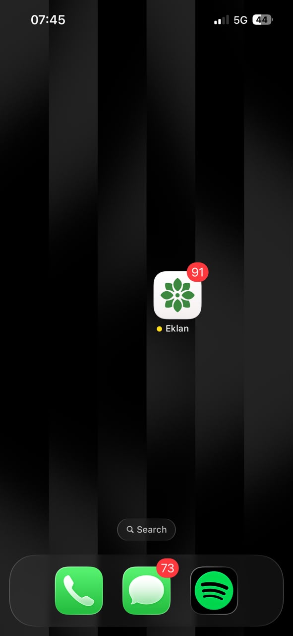 Eklan mobile app home screen