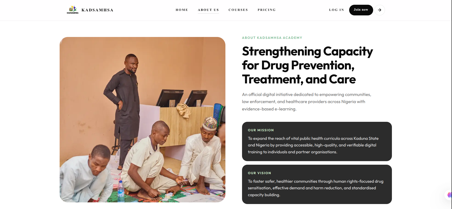 Kadsamsha learning platform about screen